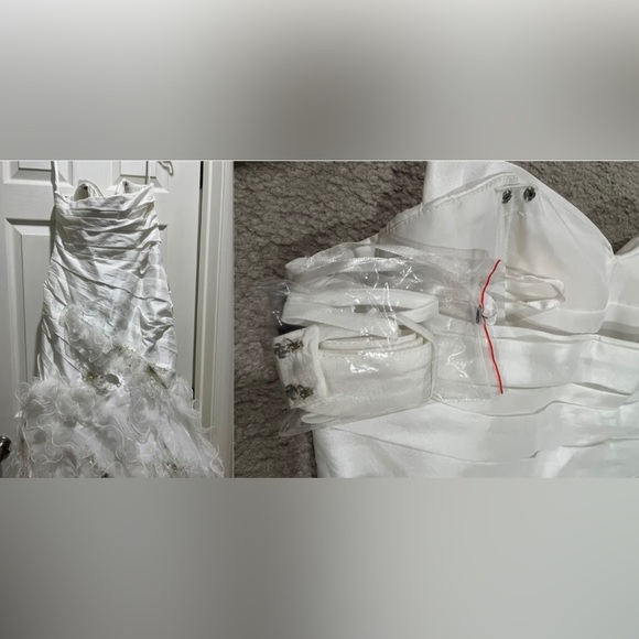 HOT Morilee by Madeline Gardner embellished jewel pleated ruffle wedding dress! - Picture 9 of 12